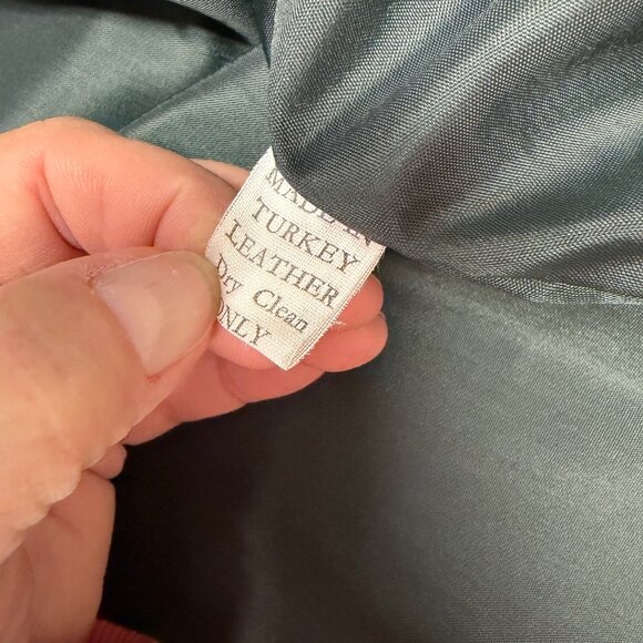 VTG Abstract Leather Jacket Open Front Made in Turkey Oversized Artsy Coat XL - Picture 5 of 11